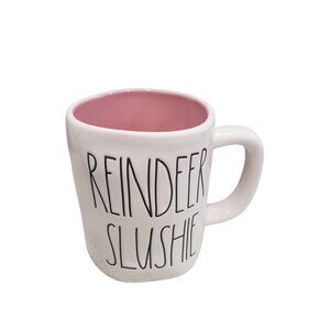 NEW RAE DUNN HOLIDAY CHRISTMAS "REINDEER SLUSHIE" COFFEE TEA MUG PINK INSIDE
